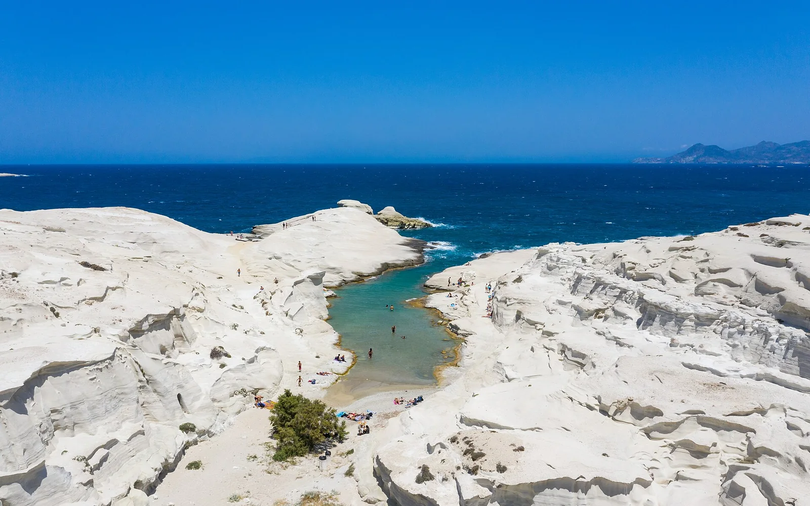 The white volcanic shore at Sarakiniko on Milos