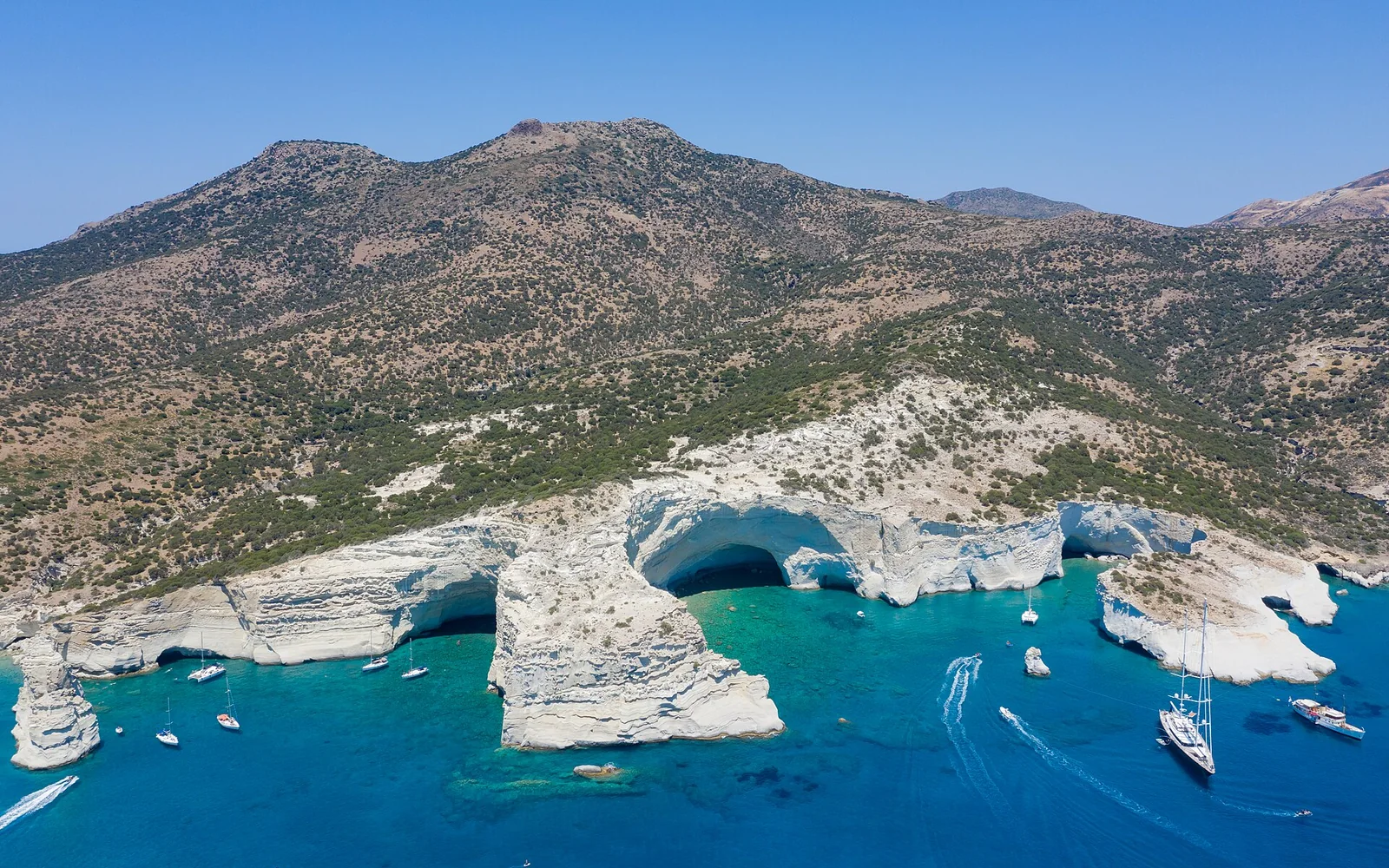 Sea caves and pale cliffs at Kleftiko