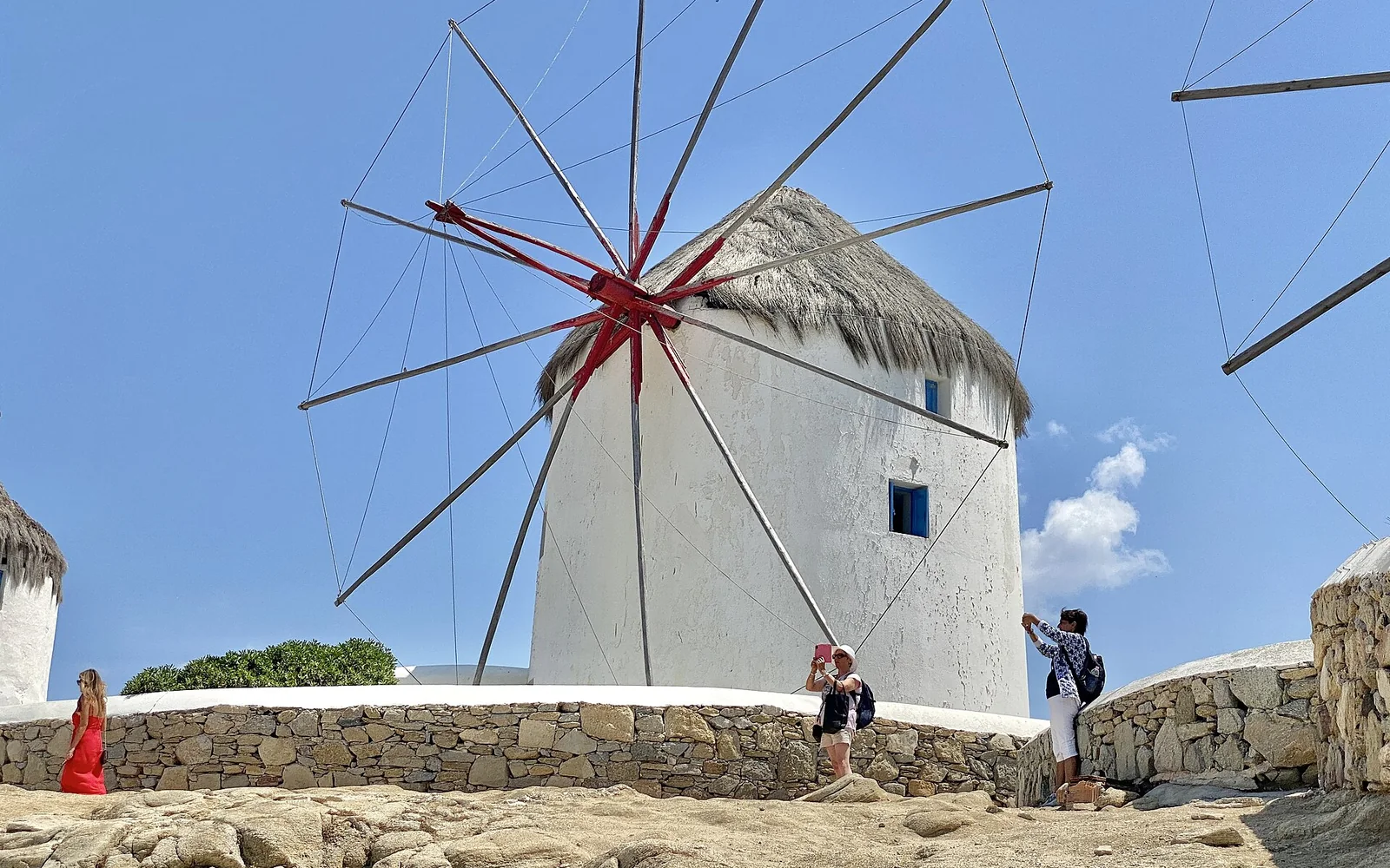 The windmills above Mykonos Town