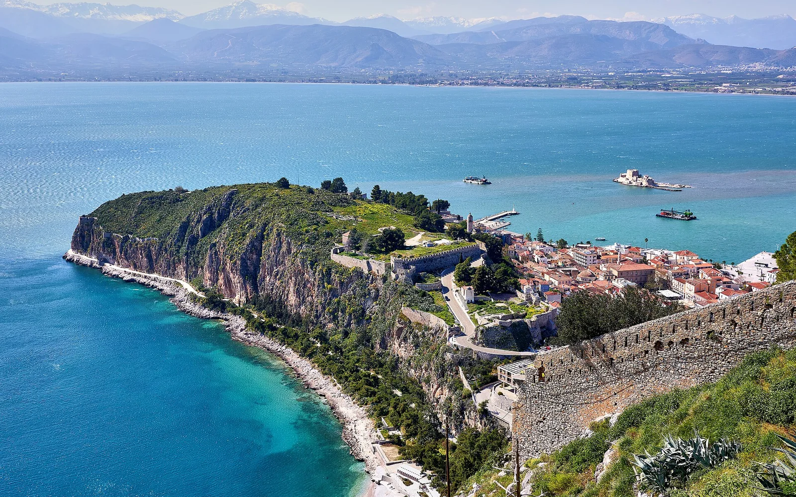 Akronafplia and Nafplio's old town seen from Palamidi