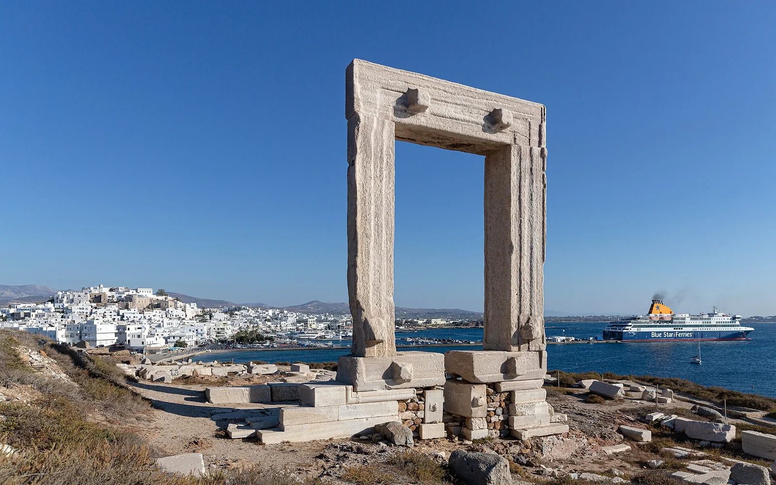 The Portara above Naxos harbour