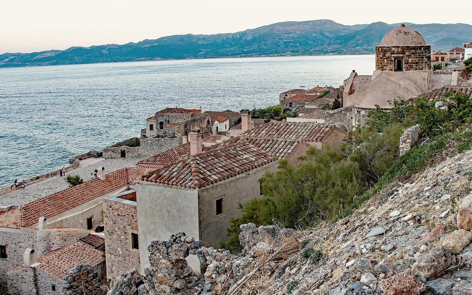 Monemvasia and its rock off the Peloponnese coast