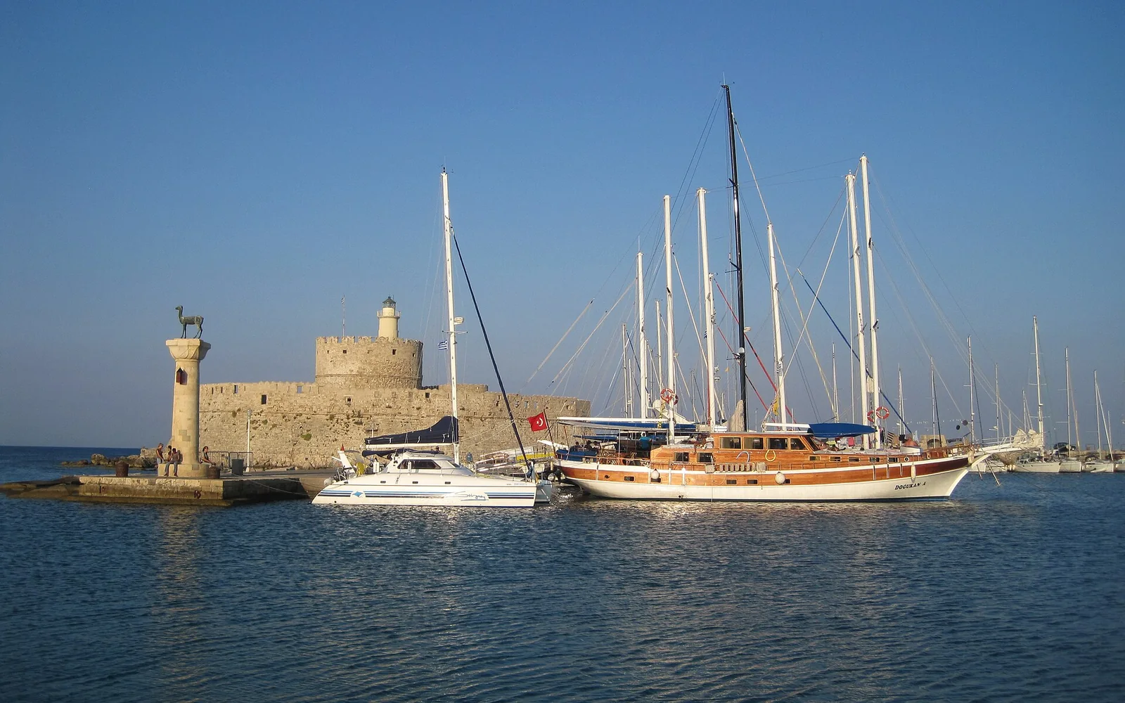 Mandraki harbour in Rhodes Town
