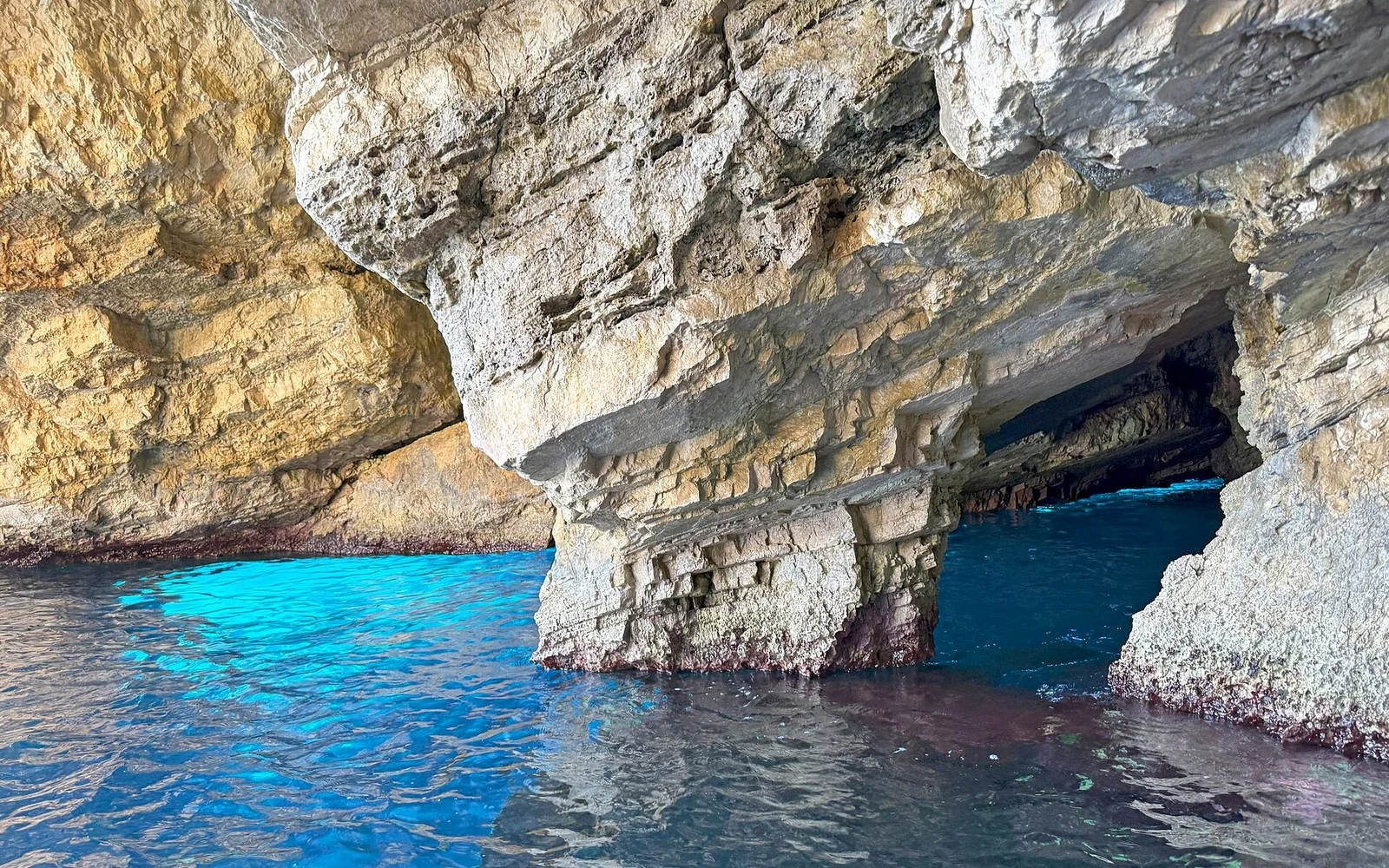 Sea caves along the coast of Zakynthos