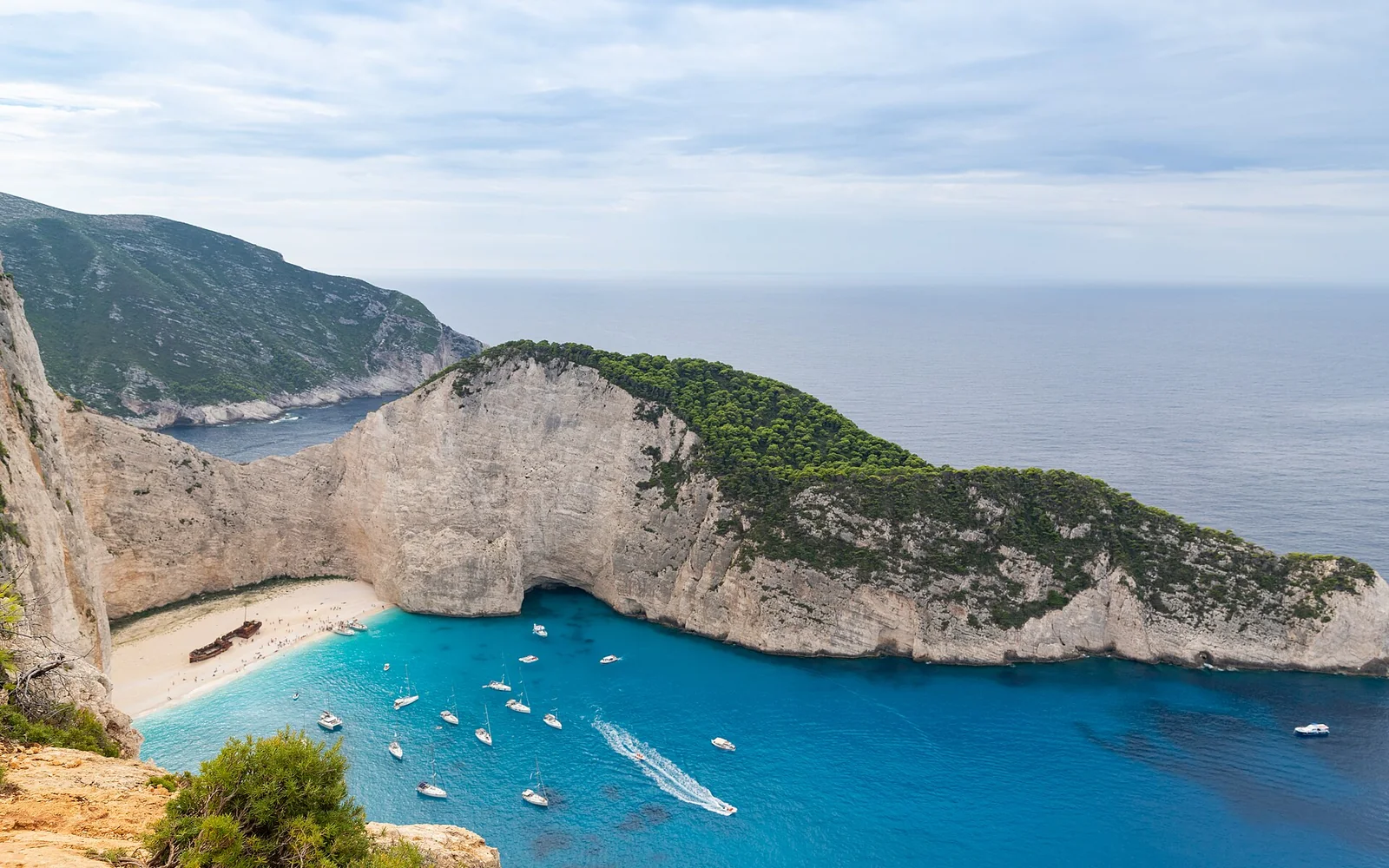 Cliffs and blue water on the Zakynthos coast