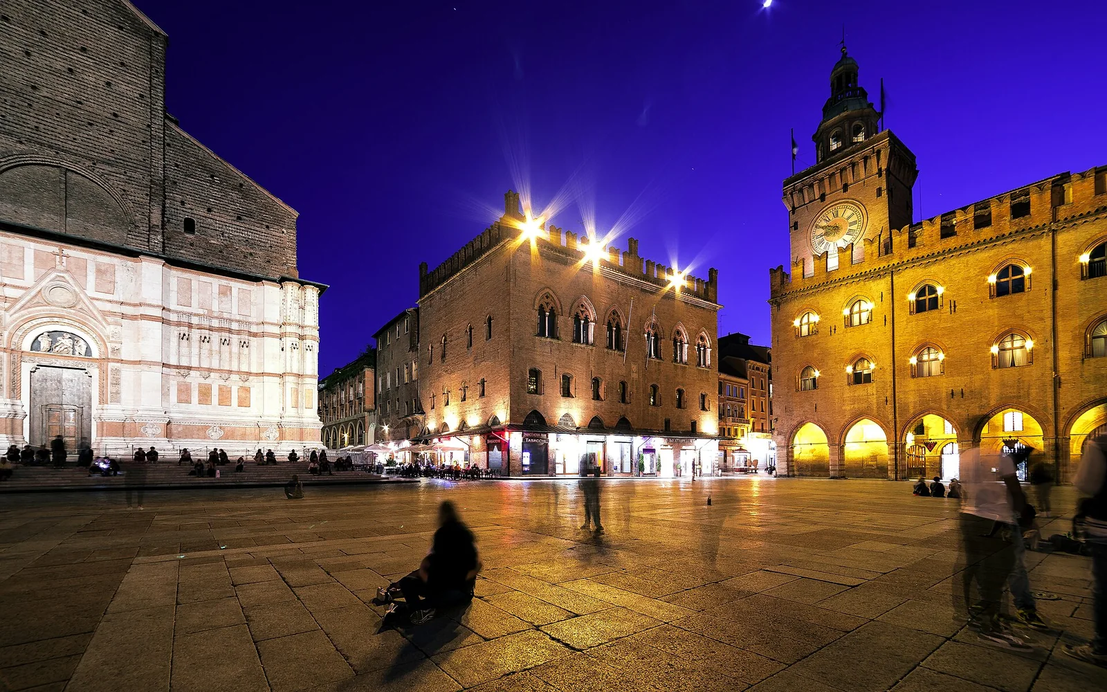 Historic buildings around Piazza Maggiore in Bologna