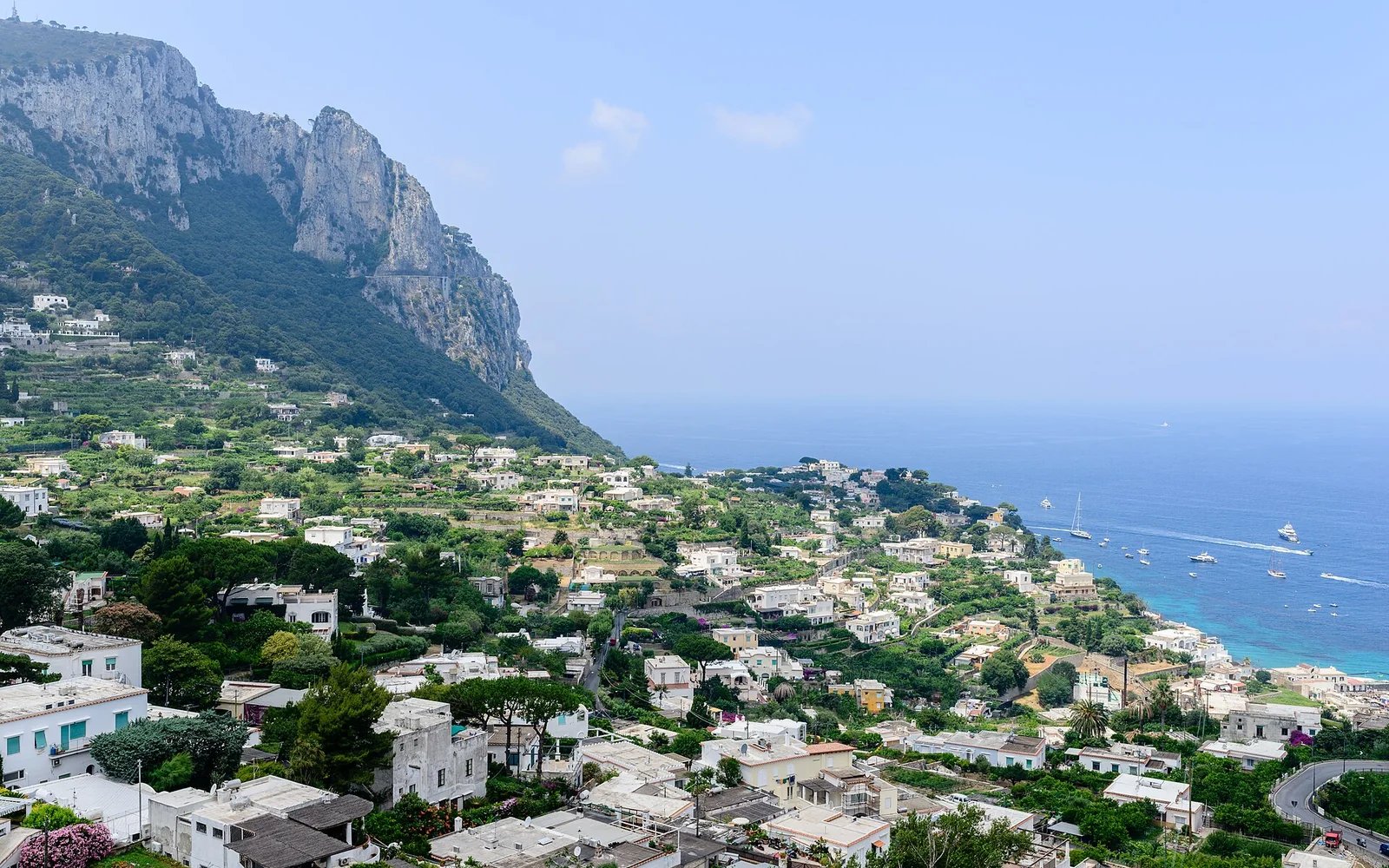 Capri's steep island landscape and hillside homes