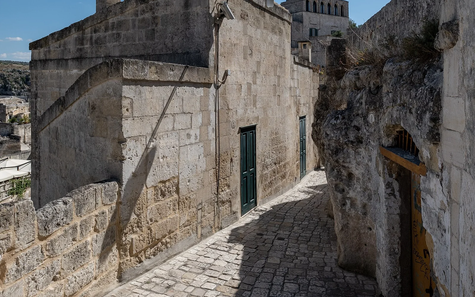 A stone lane among the Sassi districts of Matera