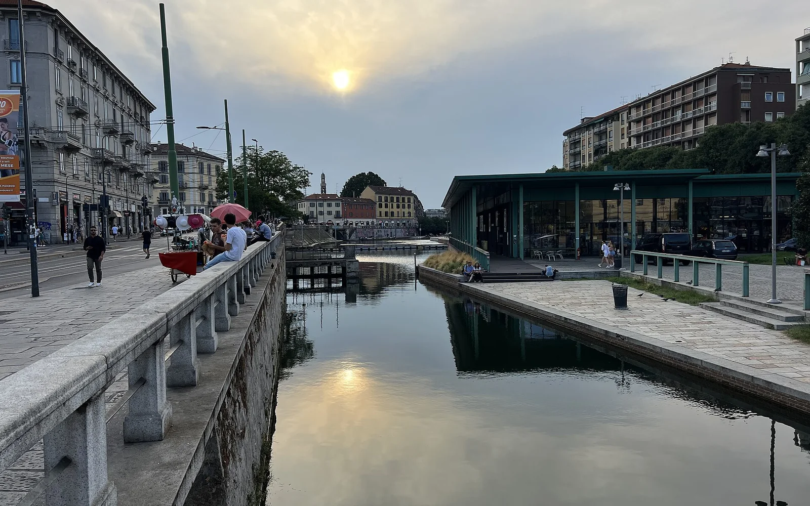 Buildings and canals in Milan's Navigli district