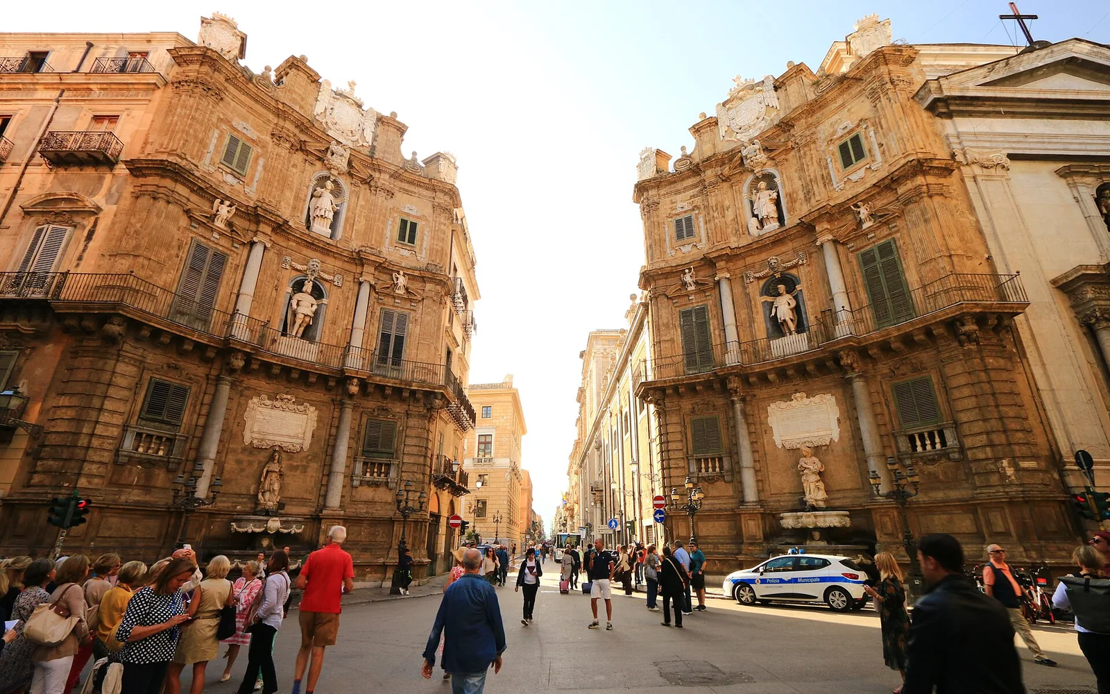 Baroque façades at Quattro Canti in central Palermo