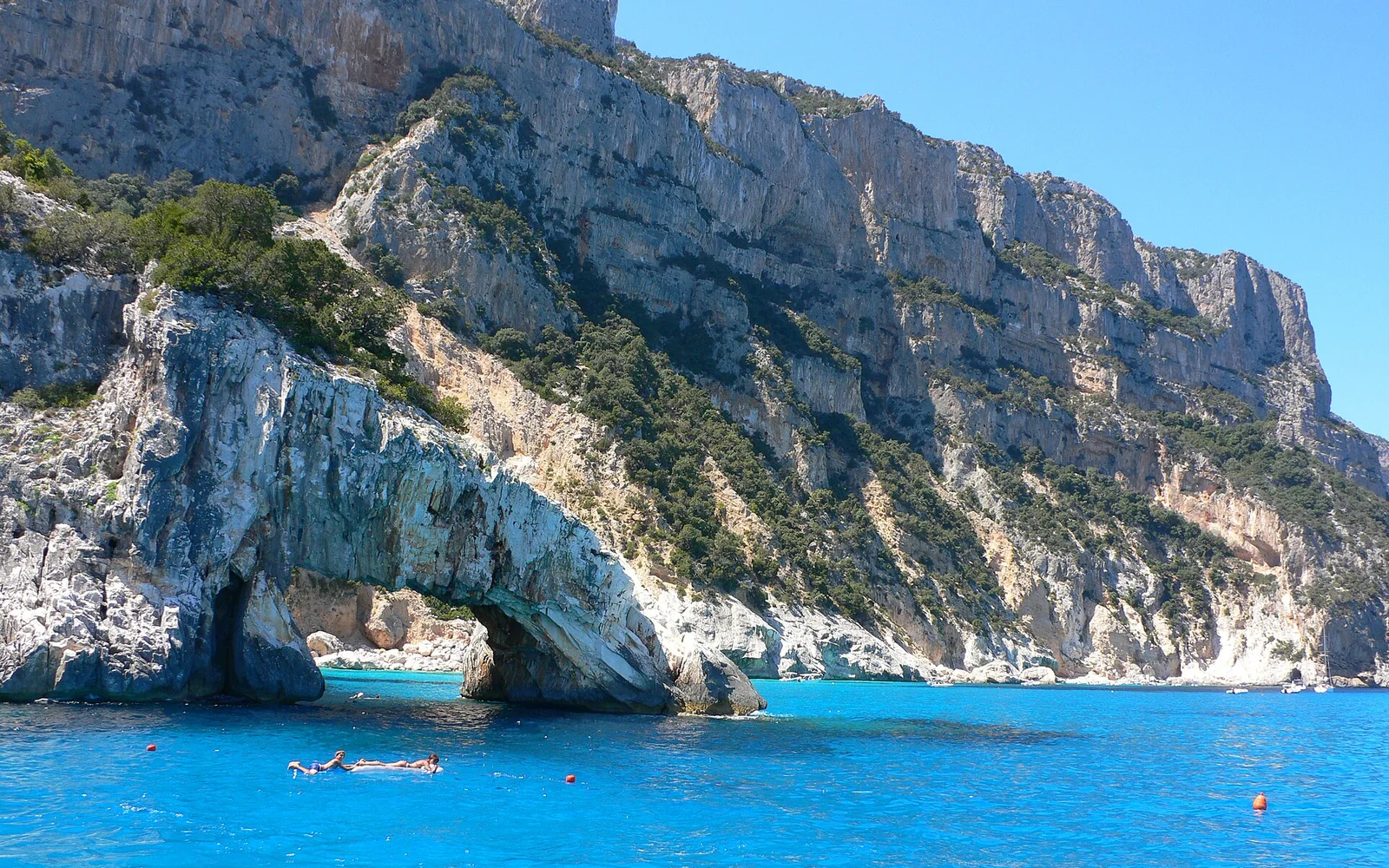 Limestone cliffs and clear water in the Gulf of Orosei