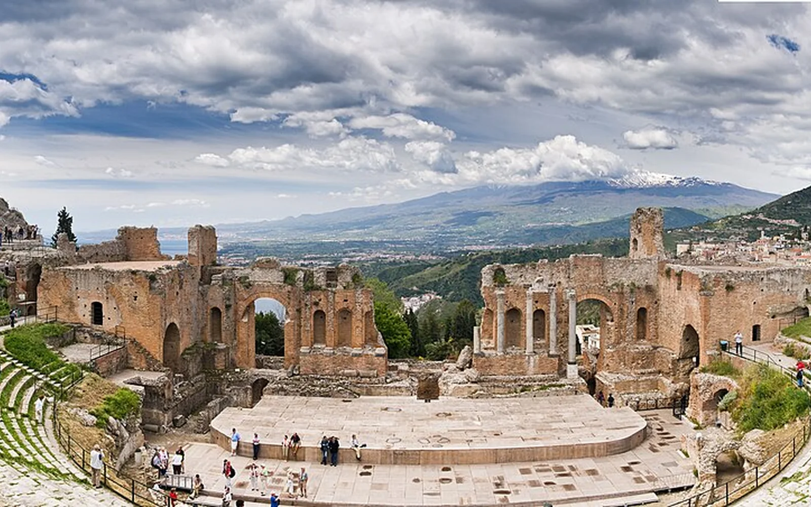 The ancient theatre at Taormina with Mount Etna beyond