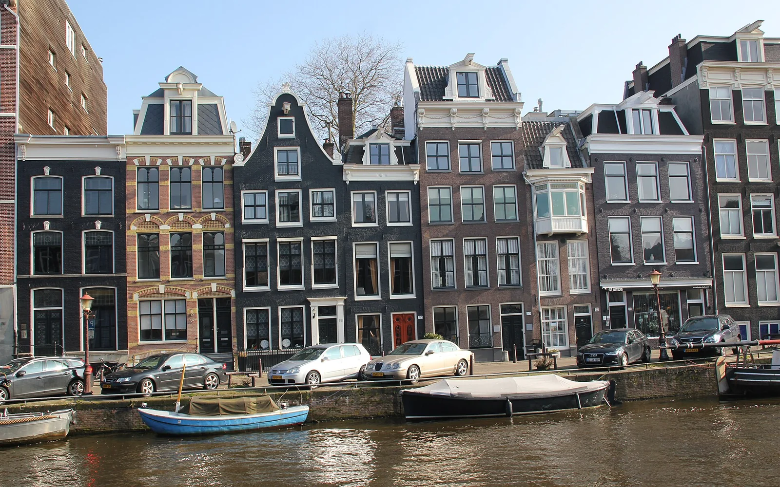 Canal houses beside the water in central Amsterdam