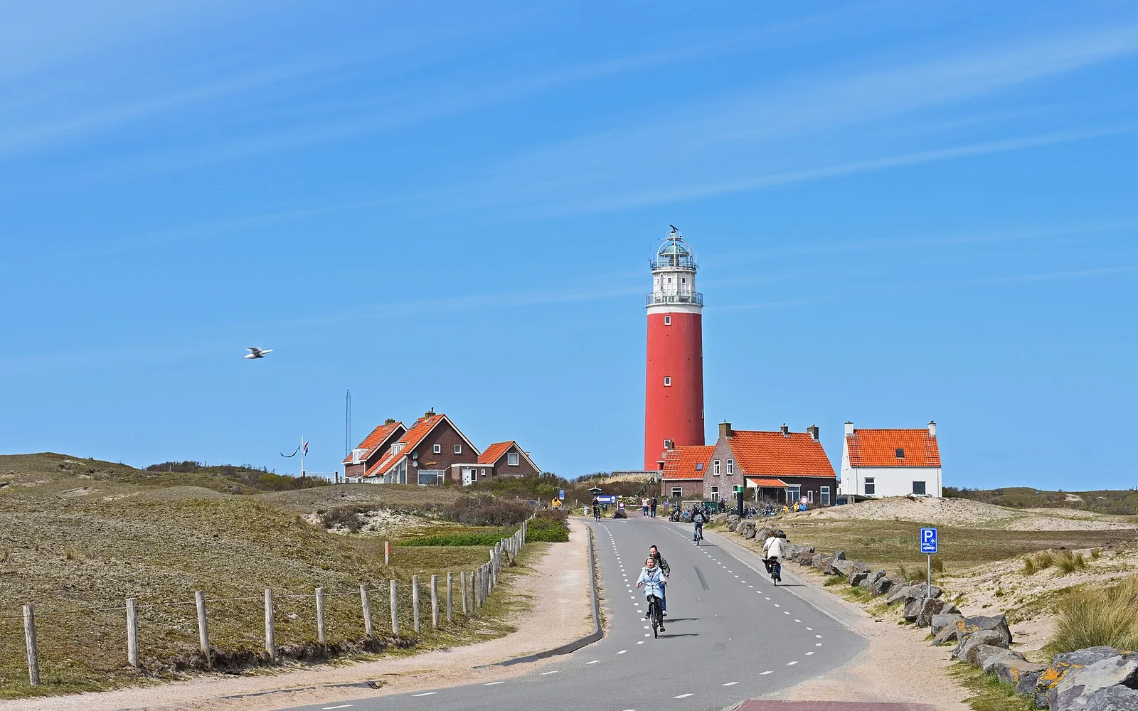 The red Eierland lighthouse at the northern end of Texel