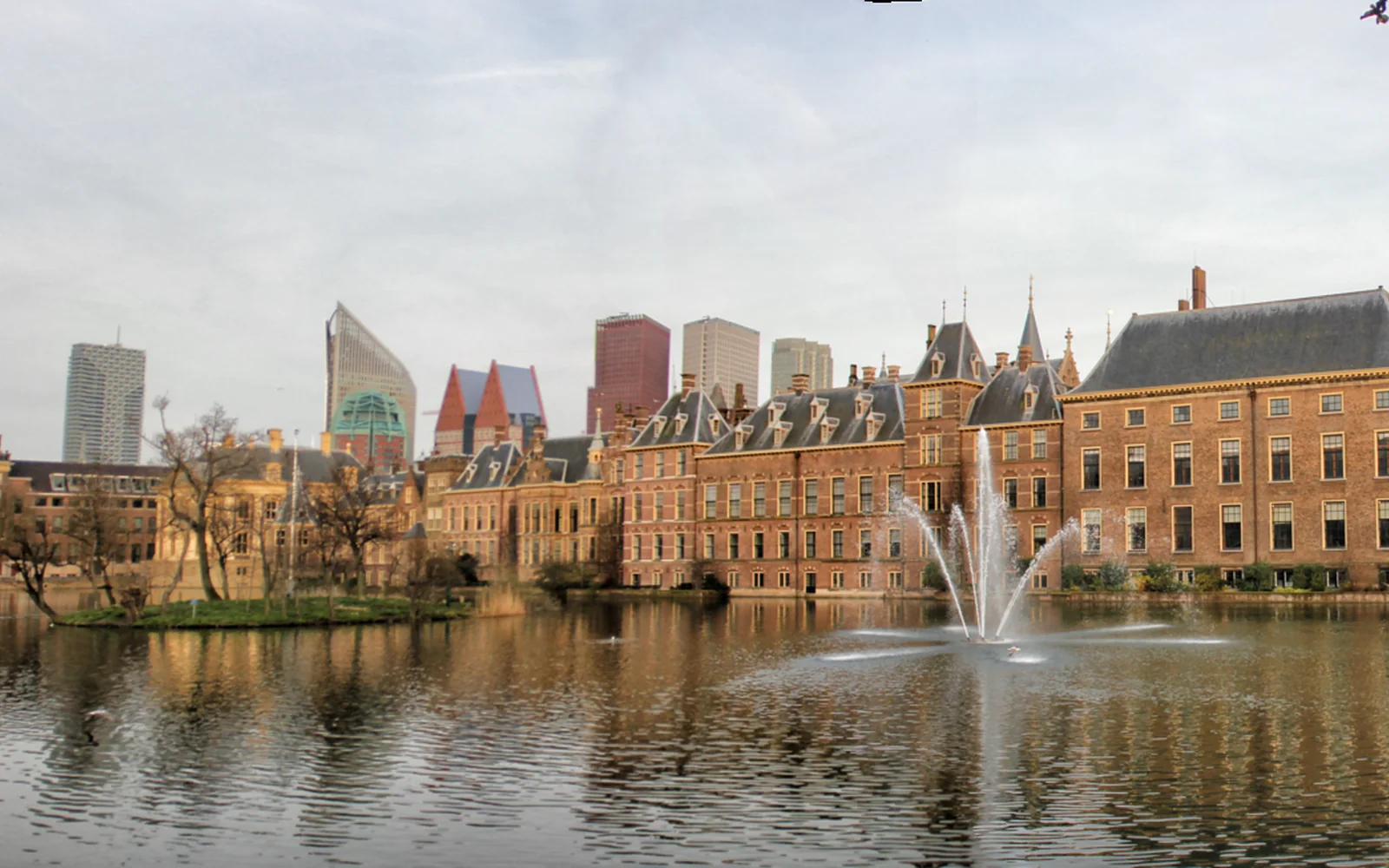 The Binnenhof beside the Hofvijver in The Hague