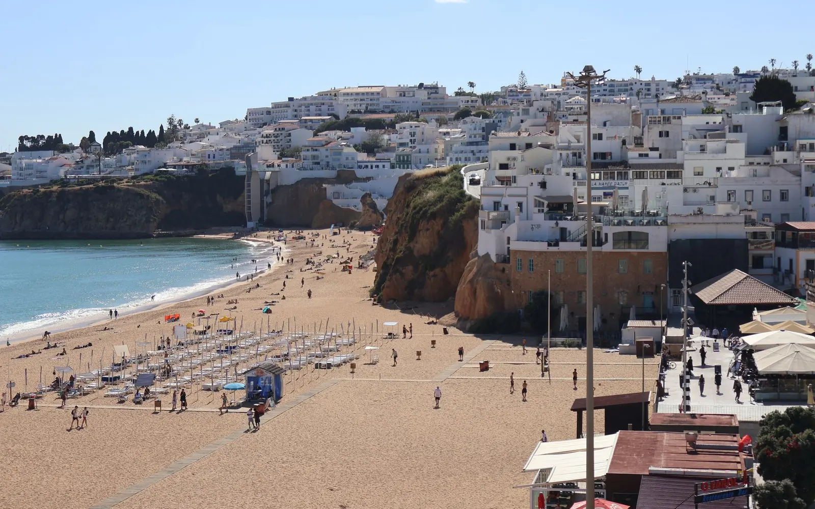 Albufeira old town above the sandy town beach