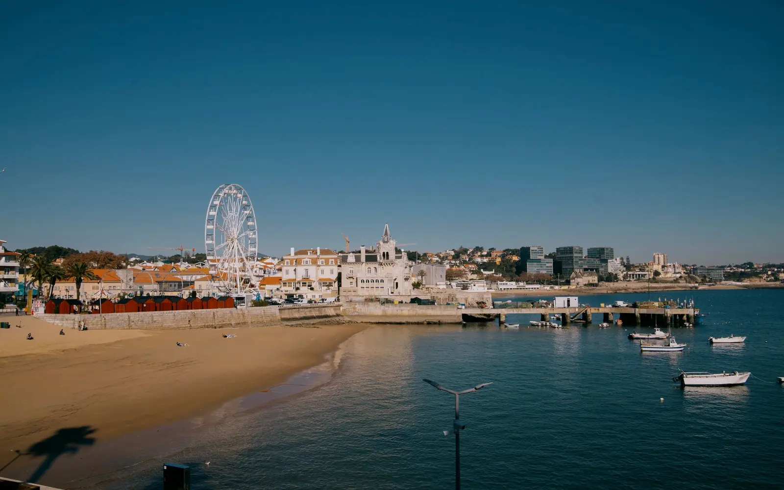 Cascais bay, beach and town waterfront