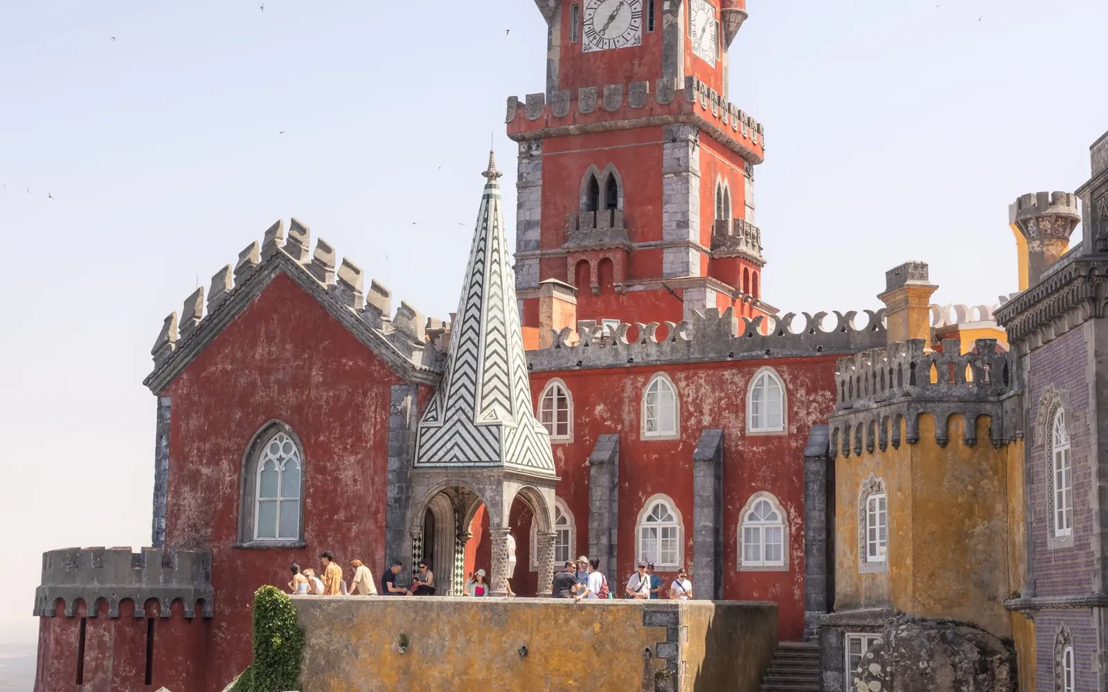 Colourful towers and terraces of Pena Palace in Sintra