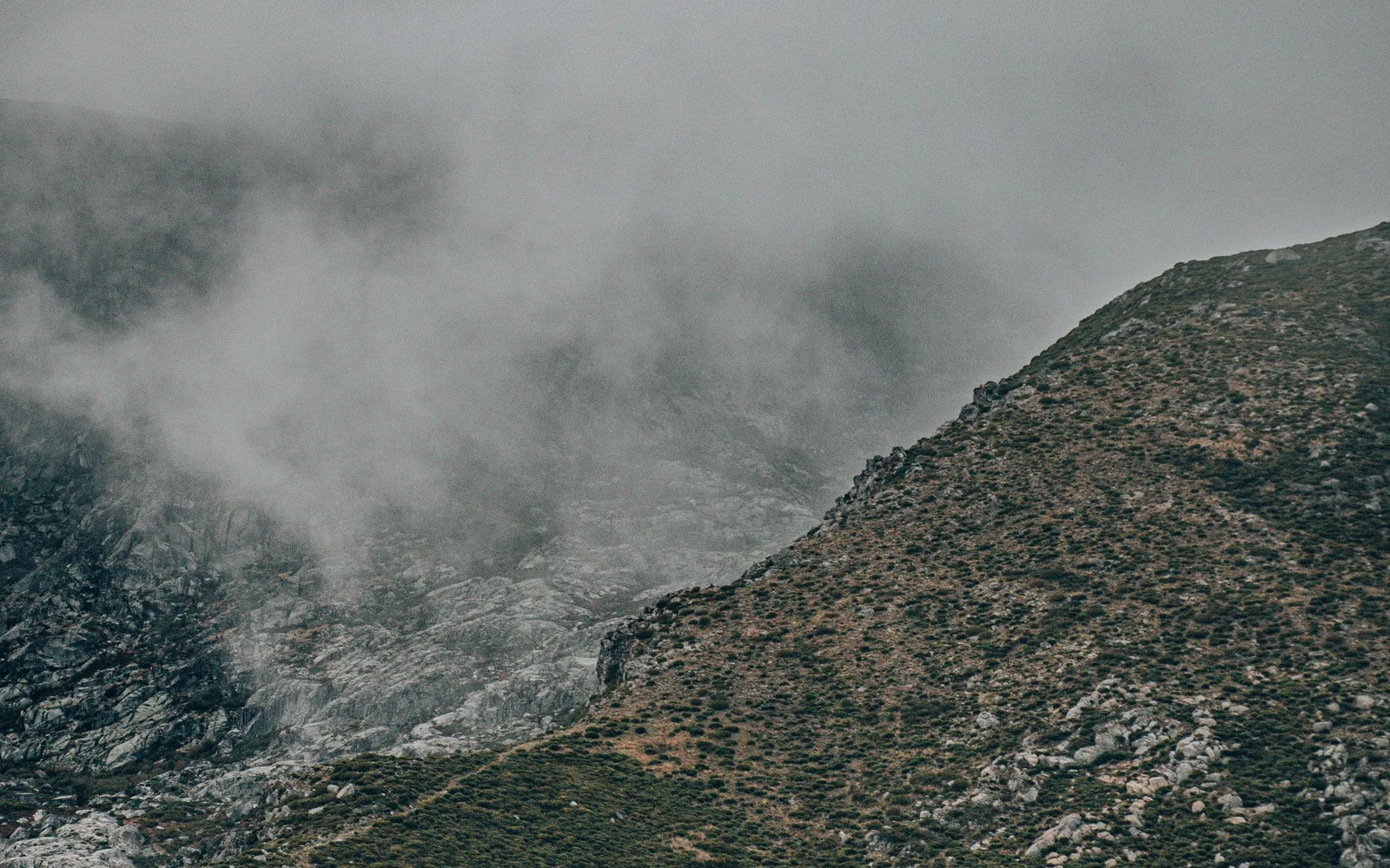 Cloud drifting across Serra da Estrela in Central Portugal