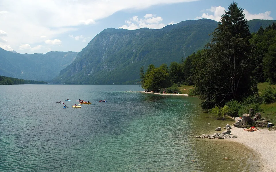 Lake Bohinj and the Julian Alps at Ribčev Laz