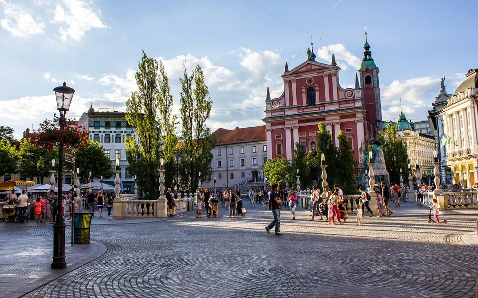 Prešeren Square and the Triple Bridge in Ljubljana