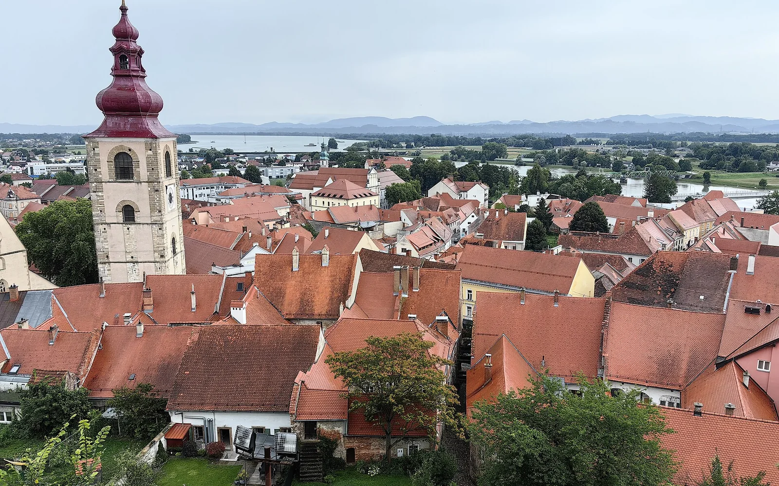 Historic streets and rooftops in Ptuj