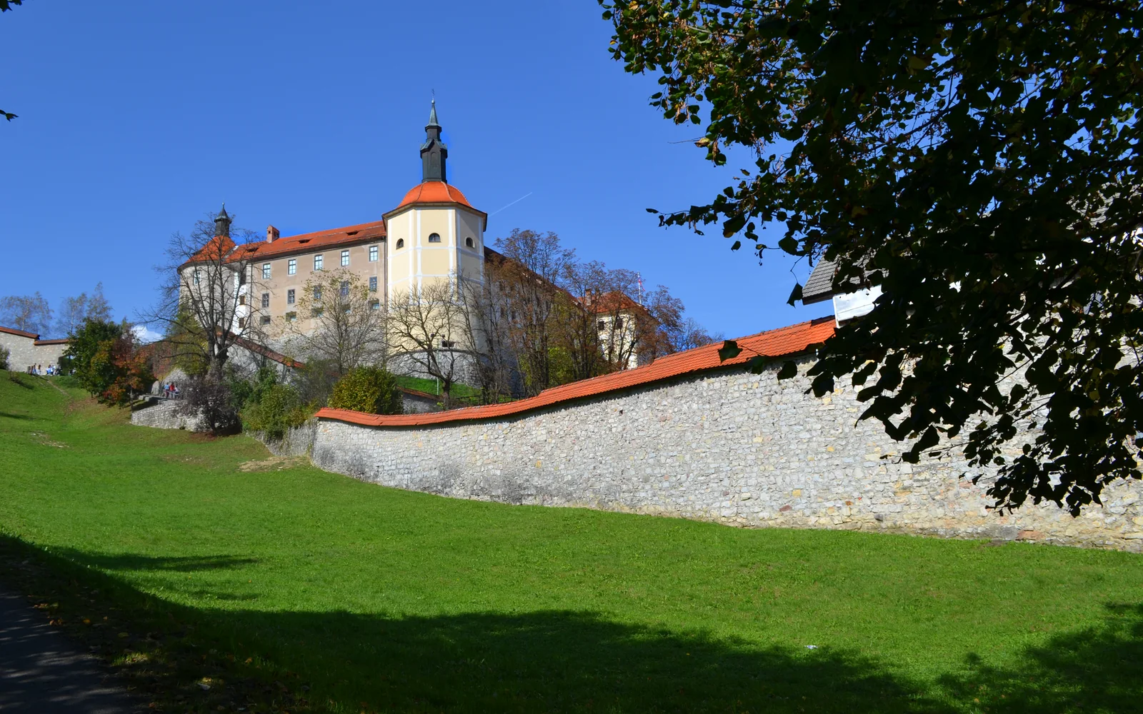 Škofja Loka old town beneath its castle
