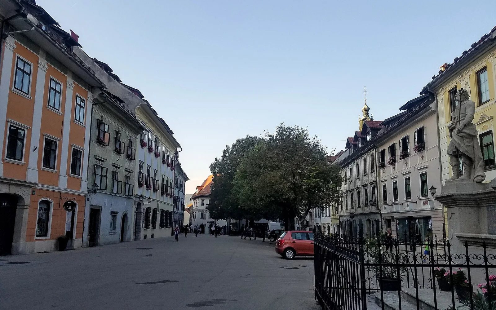 Colourful buildings on Škofja Loka's town square
