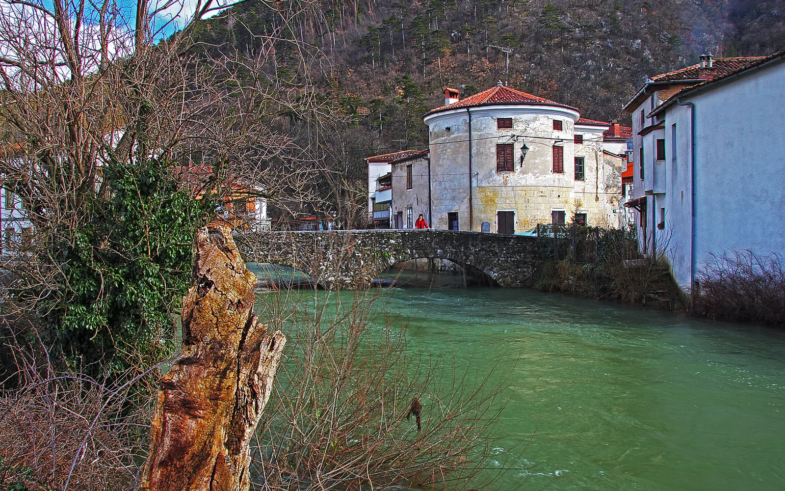Historic centre of Vipava below the karst plateau