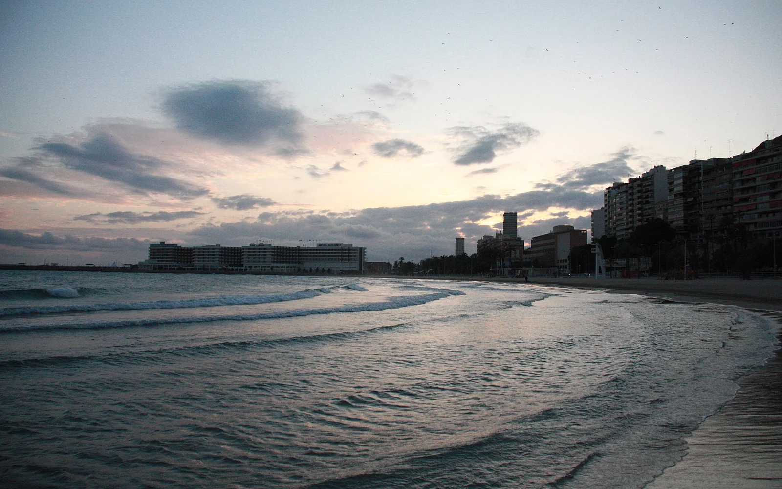 Postiguet beach beside central Alicante