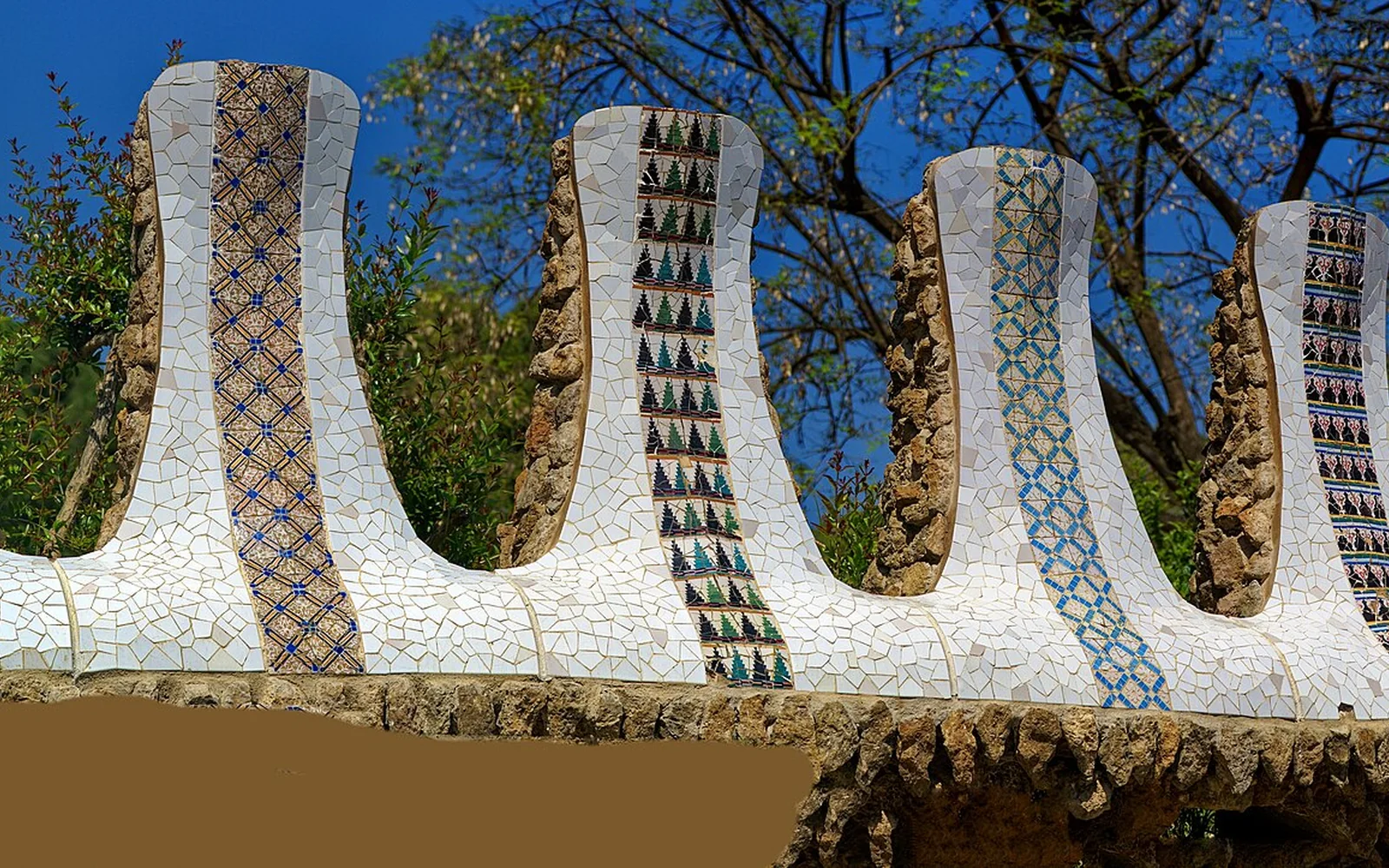 Colourful architecture and terraces in Park Güell