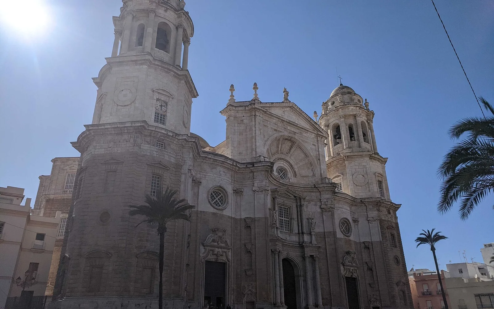Baroque façade and towers of Cádiz Cathedral