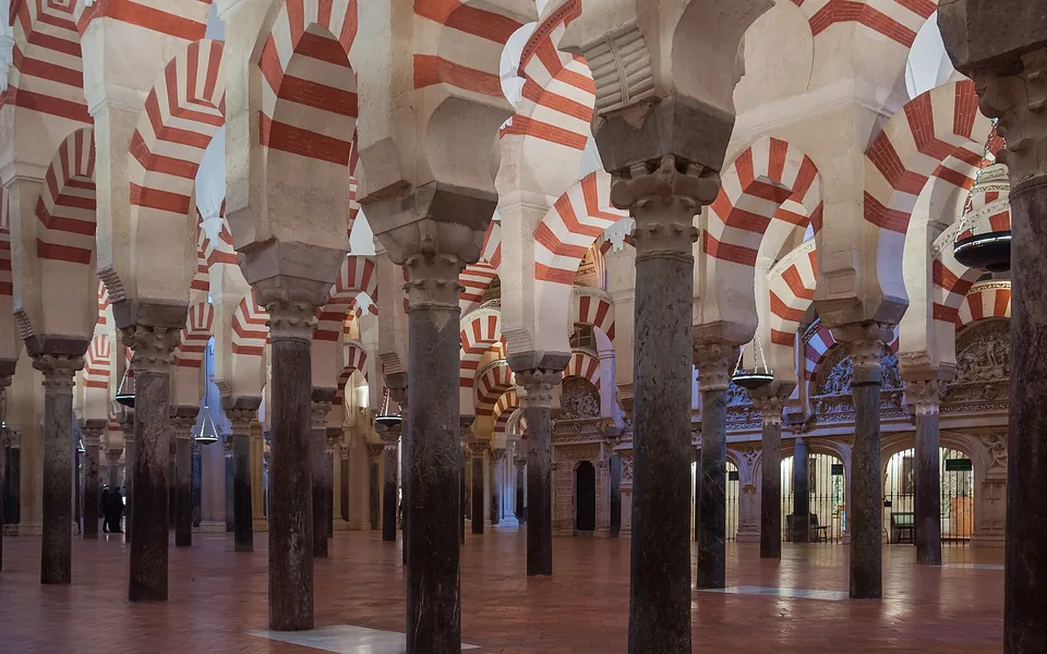 Arches and courtyard of the Mosque-Cathedral of Córdoba