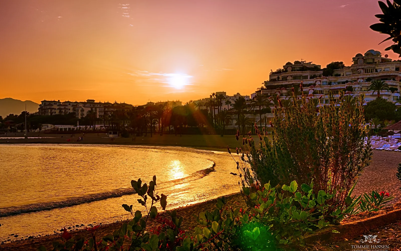 Beach and promenade along Marbella's coast