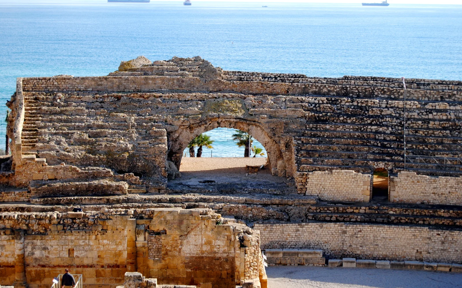 Roman amphitheatre beside the sea in Tarragona