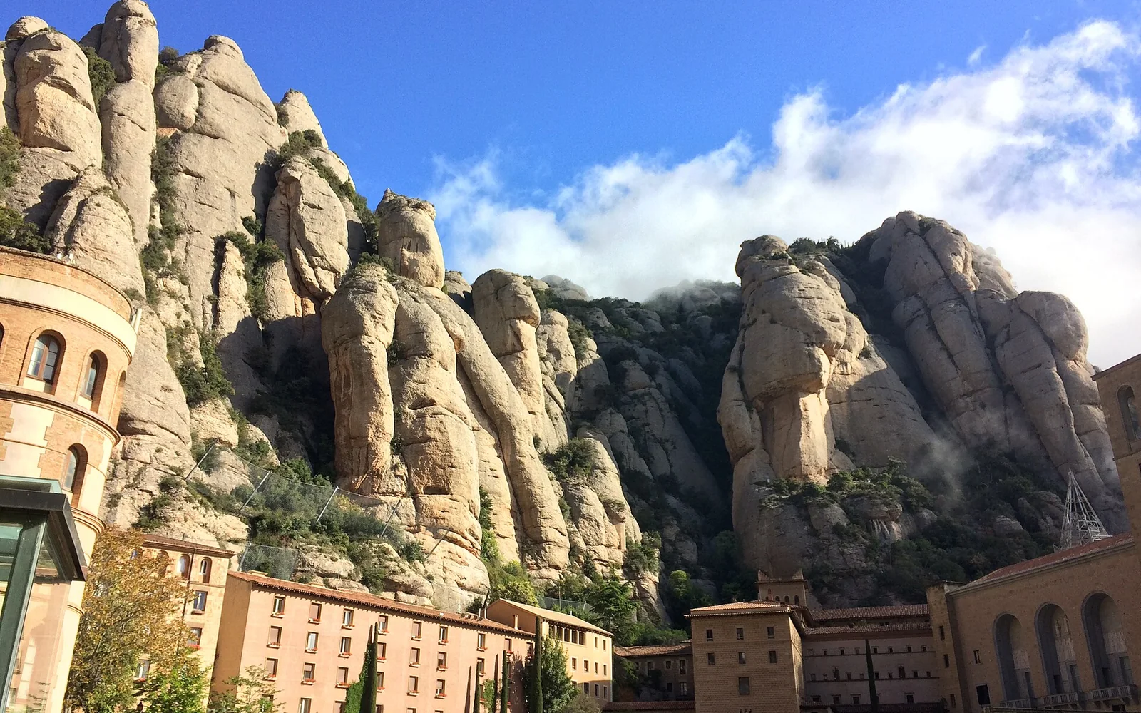 Montserrat monastery below the mountain peaks in Catalonia