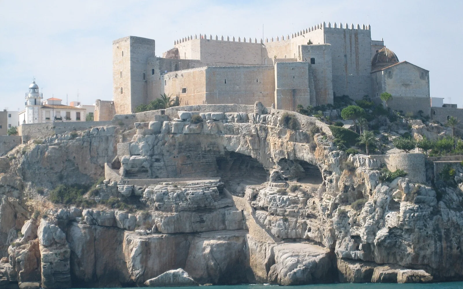 Peñíscola Castle and lighthouse above the Mediterranean coast