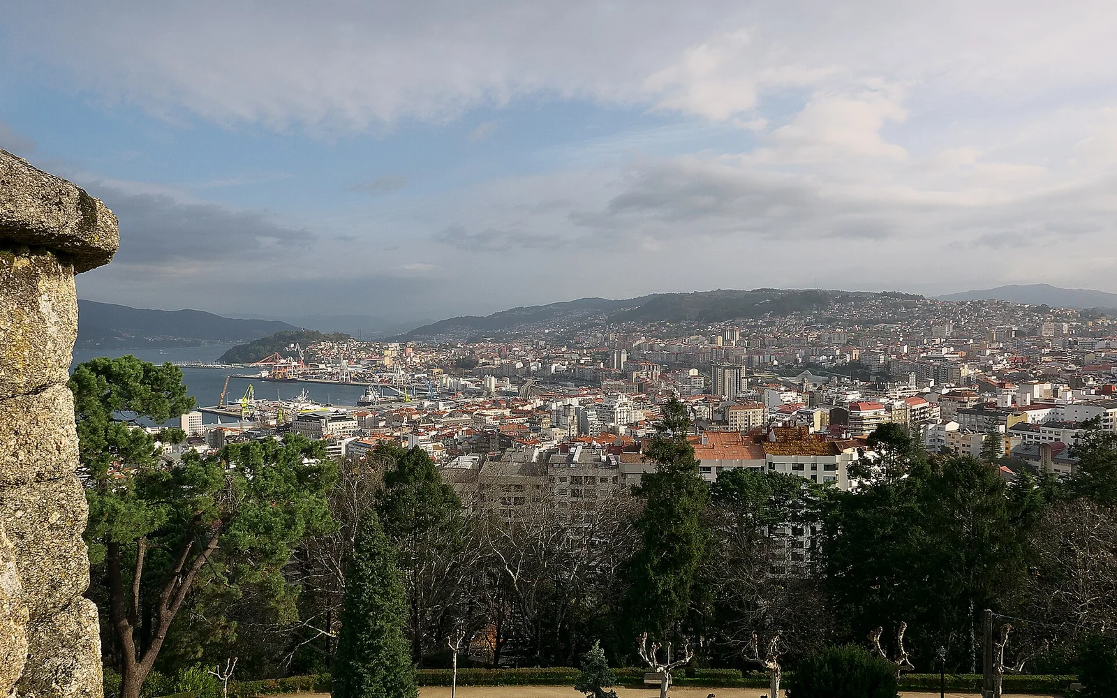 Vigo city and harbour viewed from O Castro