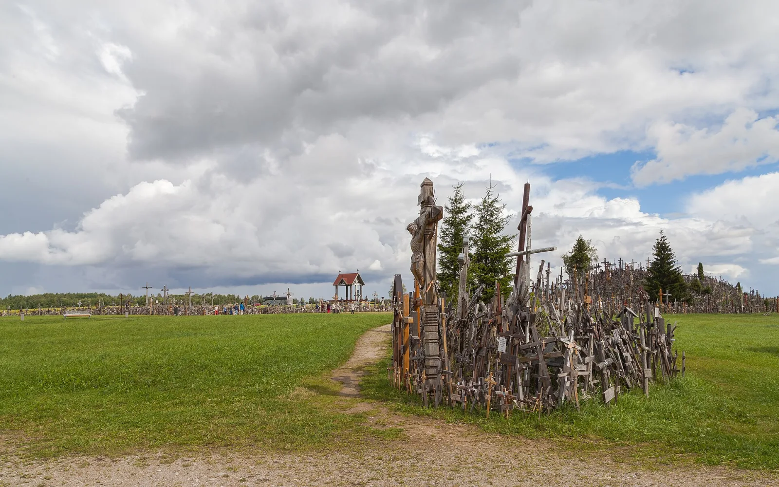 Narrow paths among the crosses at the Hill of Crosses