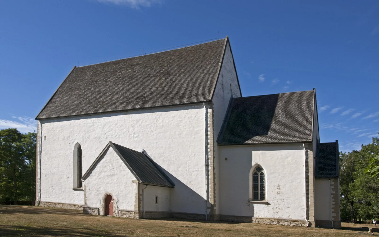 White stone exterior of St Catherine’s Church on Muhu Island