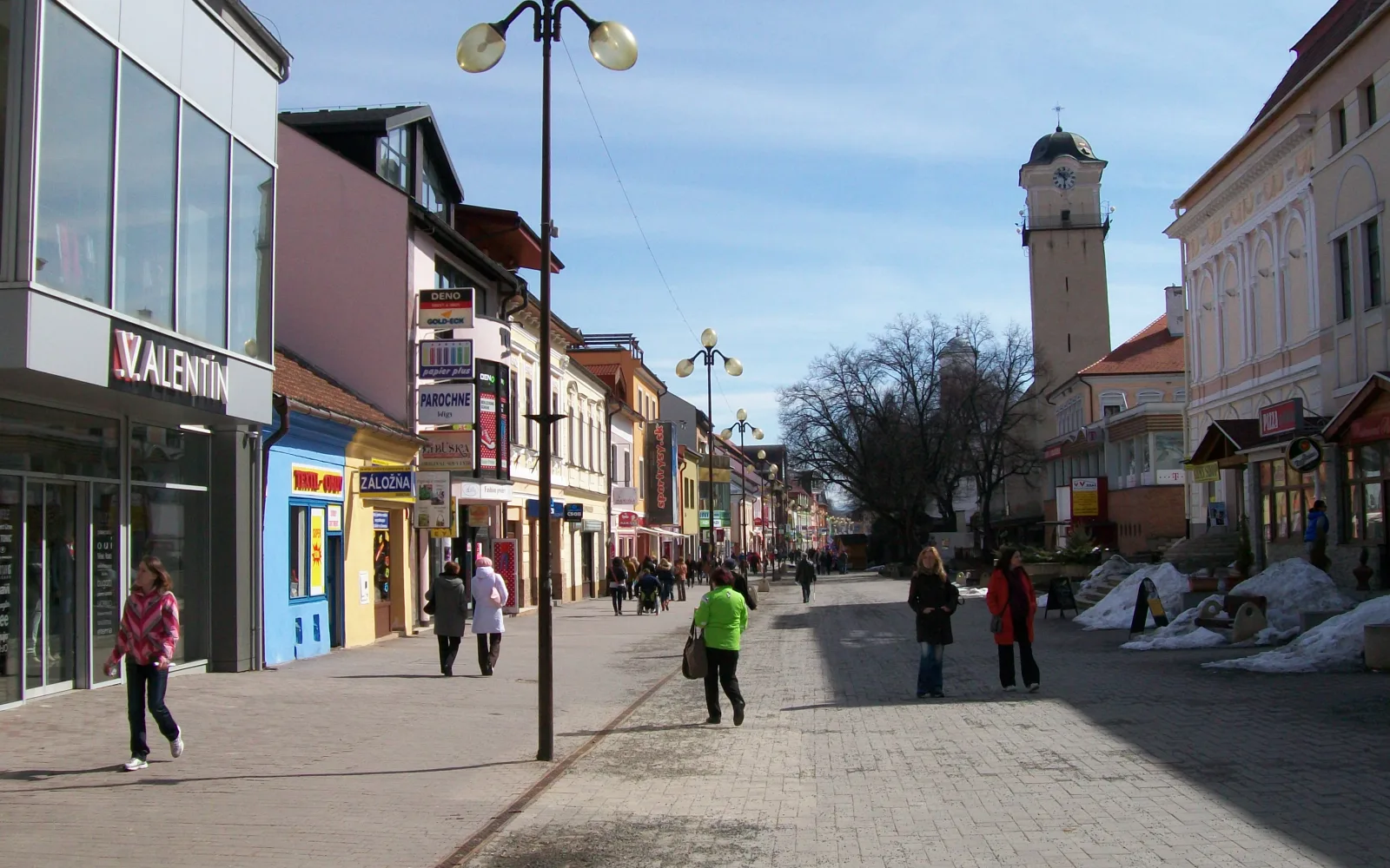 Saint Egidius Square and its church tower in central Poprad