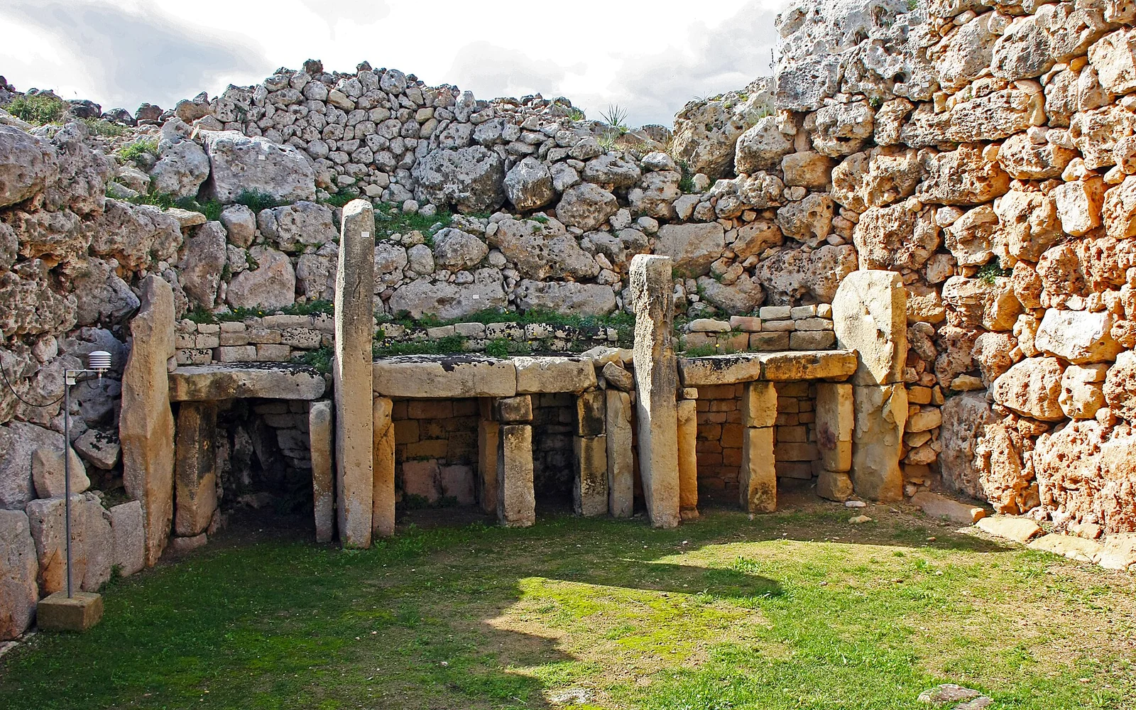 The megalithic walls and entrance at Ġgantija on Gozo